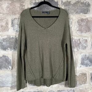 RDI Sweater Womens Extra Large Green Brown V‎ Neck Elbow Pads